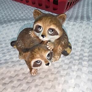 HOME INTERIORS HOMOCO VINTAGE 3" BABY RACCOONS FIGURINE